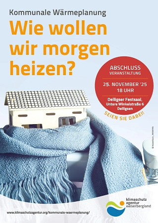 Plakat zur Abschlussveranstaltung "kommunale Wärmeplanung" am 25.11.2025 in Delligsen&nbsp;&copy;&nbsp;Gemeinde Delligsen