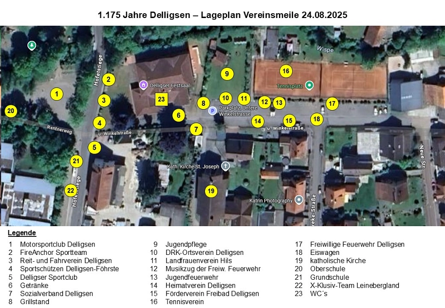 Übersichtsplan 24.08.2025 Übersichtsplan zur Vereinsmeile am 24.08.2025 © Gemeinde Delligsen